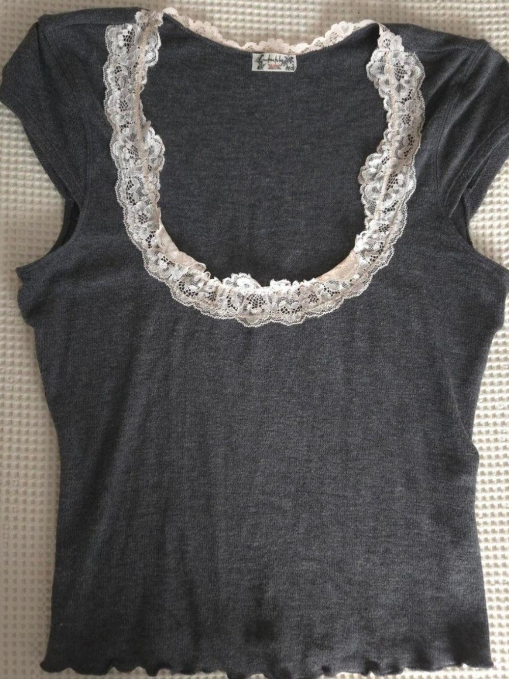Lace-Trim Scoop Neck Women's Top